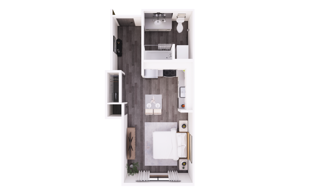 Studio C - Studio floorplan layout with 1 bathroom and 444 square feet